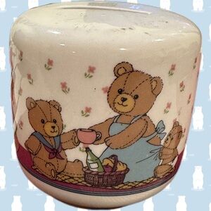 Studio Nova Ceramic Coin Bank Vintage Picnic Playing Bears MZ679 3in